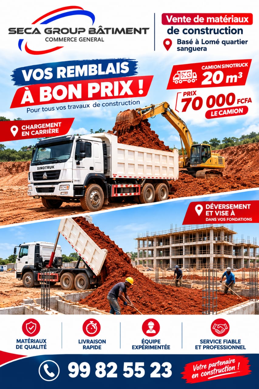 REMBLAIS AVEC LE CAMION SINOTRUK DE 20 m3