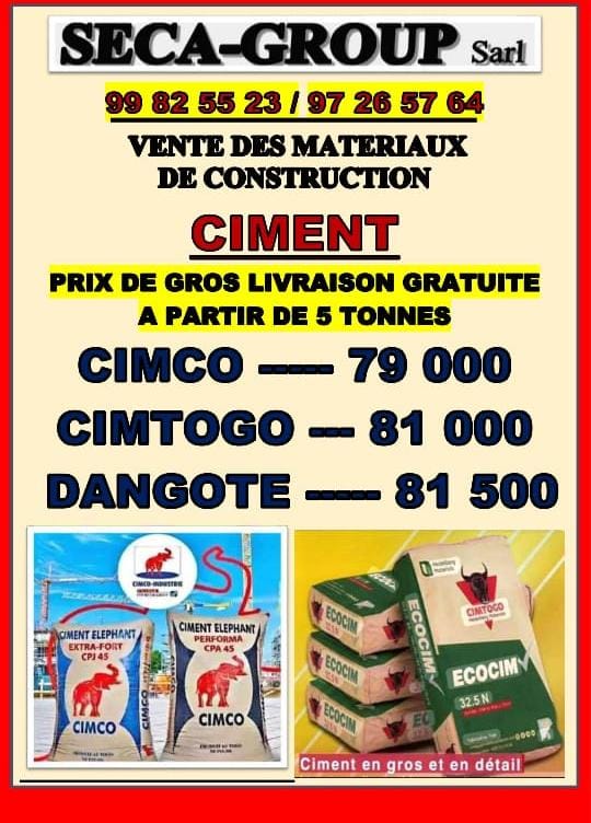CIMTOGO livraison gratuite a partir de 5 tonnes